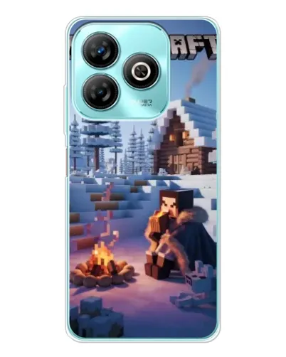 Чехол для ZTE Blade A75 с картинкой «Зимний Minecraft»