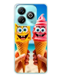 Чехол для ZTE Blade A75 с картинкой «Спанч Боб мороженое»
