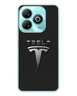 Чехол для ZTE Blade A75 с картинкой «Стальной логотип Tesla»