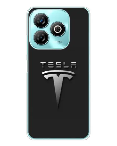 Чехол для ZTE Blade A75 с картинкой «Стальной логотип Tesla»