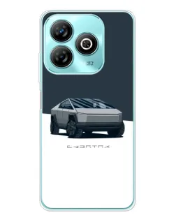 Чехол для ZTE Blade A75 с картинкой «Серебристый Cybertruck Tesla»