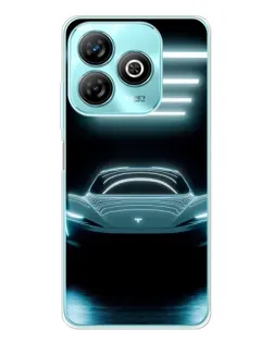 Чехол для ZTE Blade A75 с картинкой «Tesla в неоне»