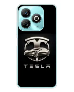 Чехол для ZTE Blade A75 с картинкой «Tesla — серебристое авто»