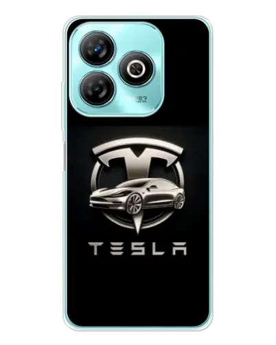 Чехол для ZTE Blade A75 с картинкой «Tesla — серебристое авто»