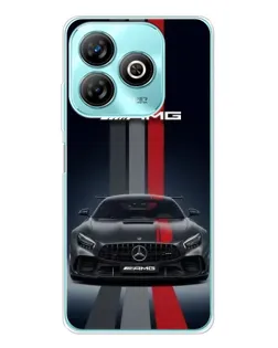 Чехол для ZTE Blade A75 с картинкой «Mercedes — белый карбон»