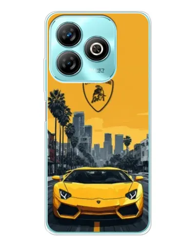 Чехол для ZTE Blade A75 с картинкой «Желтый Lamborghini город»
