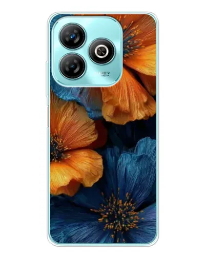Чехол для ZTE Blade A75 с картинкой «Яркая сине-оранжевая флора» Чехол для ZTE Blade A75 с картинкой «Яркая сине-оранжевая флора»