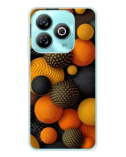 Чехол для ZTE Blade A75 с картинкой «Объемные оранжевые сферы»