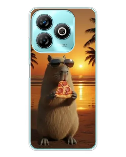 Чехол для ZTE Blade A75 с картинкой «Капибара с пиццей»