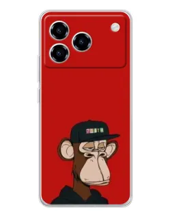 Чехол для ZTE Blade A76 с картинкой «Bored Ape — красный фон»