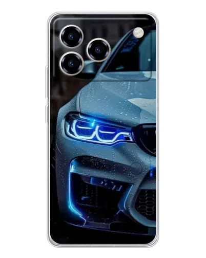 Чехол для ZTE Blade A76 с картинкой «Взгляд BMW с синими фарами»