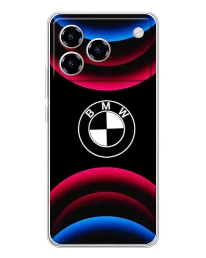 Чехол для ZTE Blade A76 с картинкой «Логотип BMW и неоновые дуги»