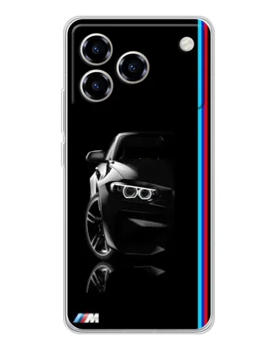Чехол для ZTE Blade A76 с картинкой «Силуэт BMW в темноте»