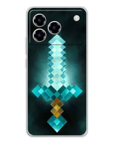 Чехол для ZTE Blade A76 с картинкой «Алмазный меч неон»