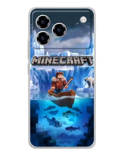 Чехол для ZTE Blade A76 с картинкой «Minecraft ледяной мир»