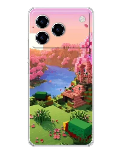 Чехол для ZTE Blade A76 с картинкой «Розовое дерево Minecraft»