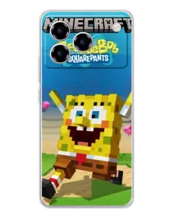 Чохол для ZTE Blade A76 з картинкою «Губка Боб Minecraft»