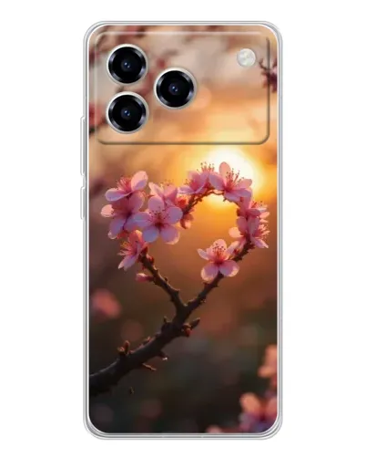Чехол для ZTE Blade A76 с картинкой «Розовый цвет сердце на фоне заката» Чехол для ZTE Blade A76 с картинкой «Розовый цвет сердце на фоне заката»