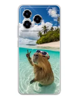 Чохол для ZTE Blade A76 з картинкою «Капібара на морі»