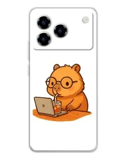 Чохол для ZTE Blade A76 з картинкою «Капібара з ноутбуком»