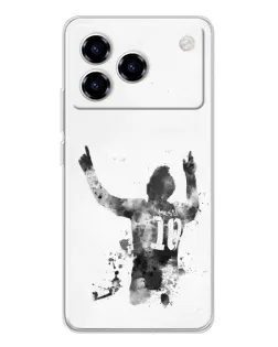 Чехол для ZTE Blade A76 с картинкой «Черно-белый силуэт Месси» Чехол для ZTE Blade A76 с картинкой «Черно-белый силуэт Месси»