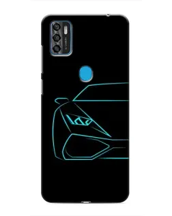 Чехол для ZTE Blade A7s 2020 с картинкой «Голубой силуэт Lamborghini»