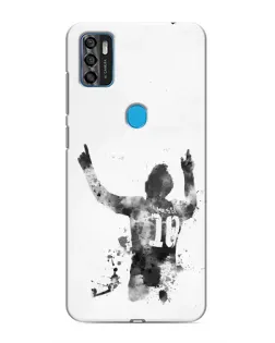 Чехол для ZTE Blade A7s 2020 с картинкой «Черно-белый силуэт Месси»