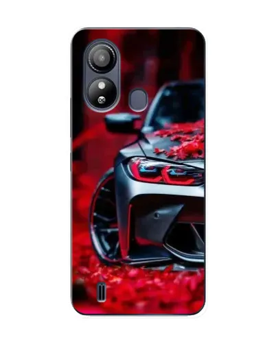 Чехол для ZTE Blade L220 с картинкой «Спортивная BMW и цветы»