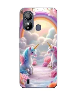 Чехол для ZTE Blade L220 с картинкой «Радуга и единороги»