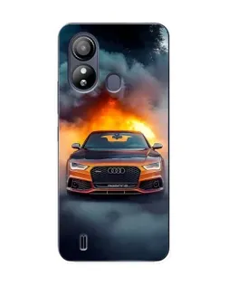 Чехол для ZTE Blade L220 с картинкой «Audi в огненном дыму»