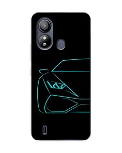 Чехол для ZTE Blade L220 с картинкой «Голубой силуэт Lamborghini»