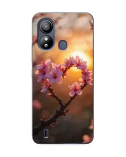 Чехол для ZTE Blade L220 с картинкой «Розовый цвет сердце на фоне заката»