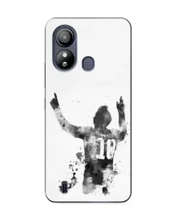 Чехол для ZTE Blade L220 с картинкой «Черно-белый силуэт Месси»