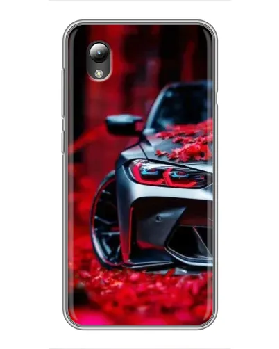 Чехол для ZTE Blade L8 с картинкой «Спортивная BMW и цветы»