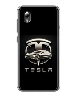 Чехол для ZTE Blade L8 с картинкой «Tesla — серебристое авто»