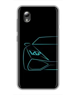 Чехол для ZTE Blade L8 с картинкой «Голубой силуэт Lamborghini»