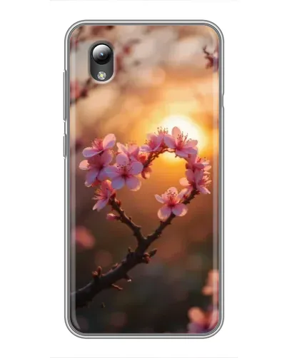 Чехол для ZTE Blade L8 с картинкой «Розовый цвет сердце на фоне заката»