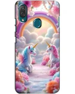 Чехол для ZTE Blade V10 Vita с картинкой «Радуга и единороги»
