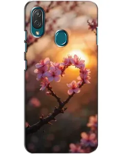 Чехол для ZTE Blade V10 Vita с картинкой «Розовый цвет сердце на фоне заката»