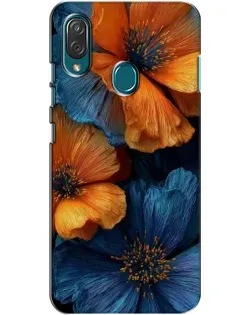 Чехол для ZTE Blade V10 Vita с картинкой «Яркая сине-оранжевая флора»