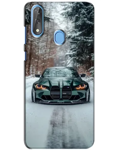 Чехол для ZTE Blade V10 с картинкой «BMW в зимнем лесу»