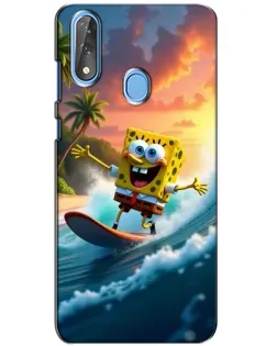 Чехол для ZTE Blade V10 с картинкой «Губка Боб серфингист»
