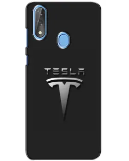 Чехол для ZTE Blade V10 с картинкой «Стальной логотип Tesla»