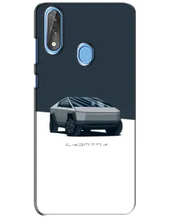 Чехол для ZTE Blade V10 с картинкой «Серебристый Cybertruck Tesla»