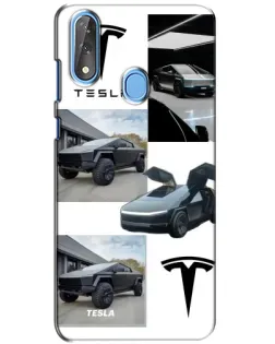 Чехол для ZTE Blade V10 с картинкой «Коллаж Cybertruck Tesla»