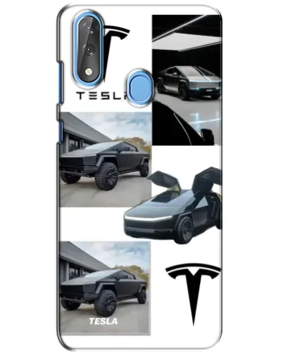 Чехол для ZTE Blade V10 с картинкой «Коллаж Cybertruck Tesla»
