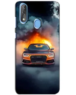 Чехол для ZTE Blade V10 с картинкой «Audi в огненном дыму»
