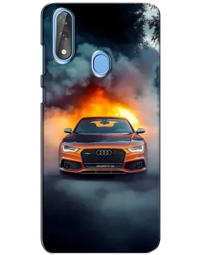 Чехол для ZTE Blade V10 с картинкой «Audi в огненном дыму»