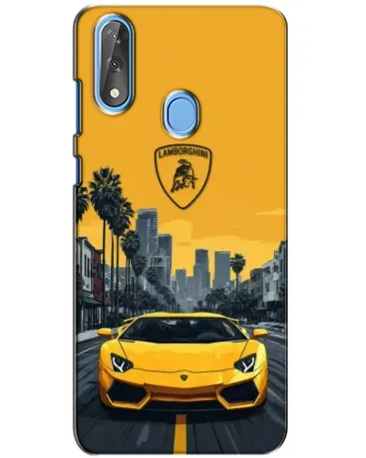 Чехол для ZTE Blade V10 с картинкой «Желтый Lamborghini город»