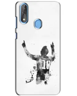 Чохол для ZTE Blade V10 з картинкою «Чорно-білий силует Мессі»